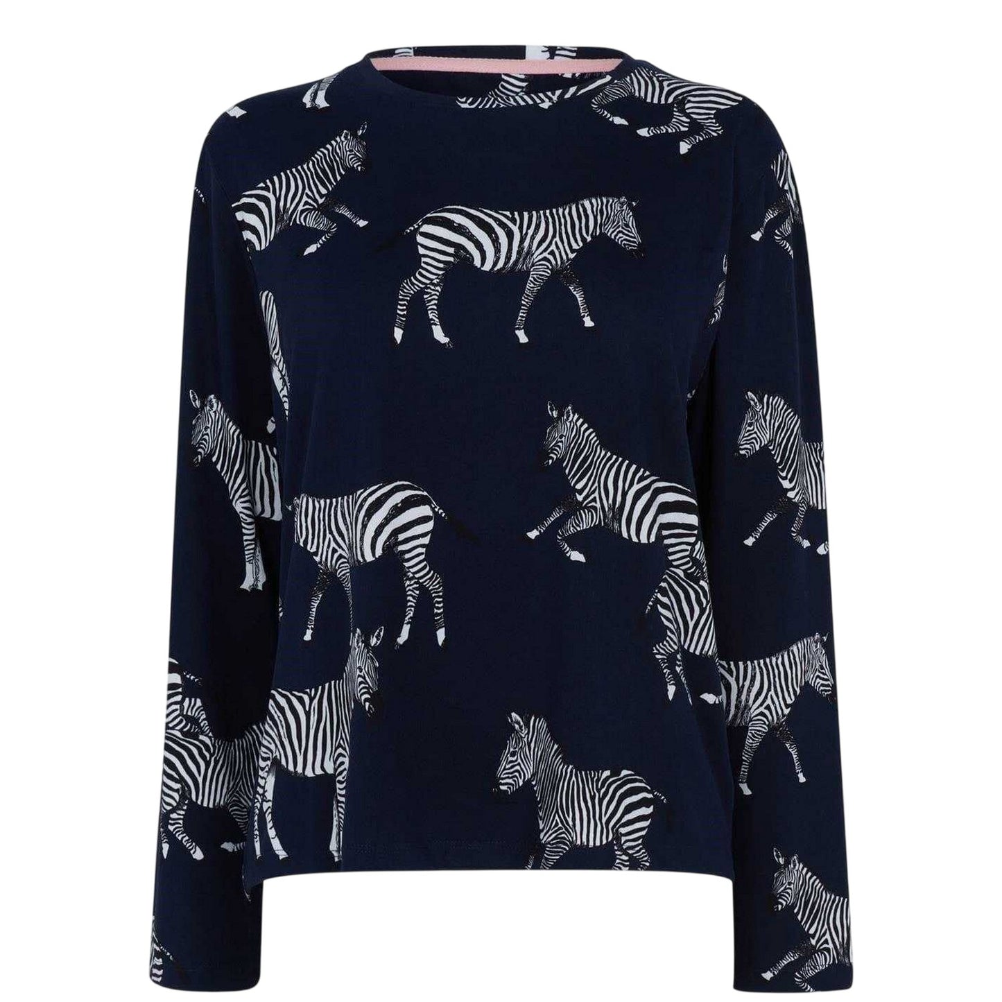 Navy - Back - Chelsea Peers Womens-Ladies Zebra Long Pyjama Set