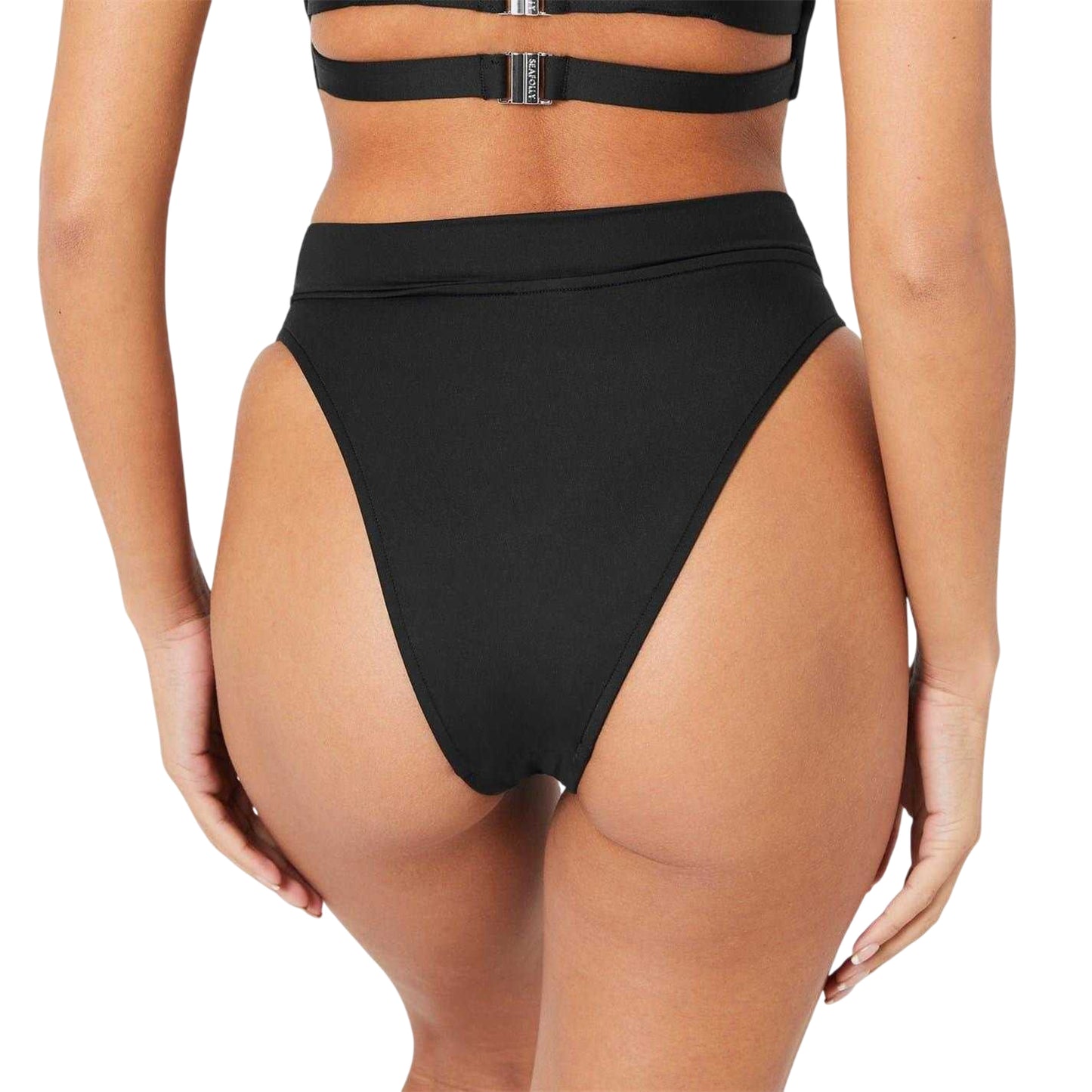 Black - Lifestyle - Seafolly Womens-Ladies Plain Stretch Briefs