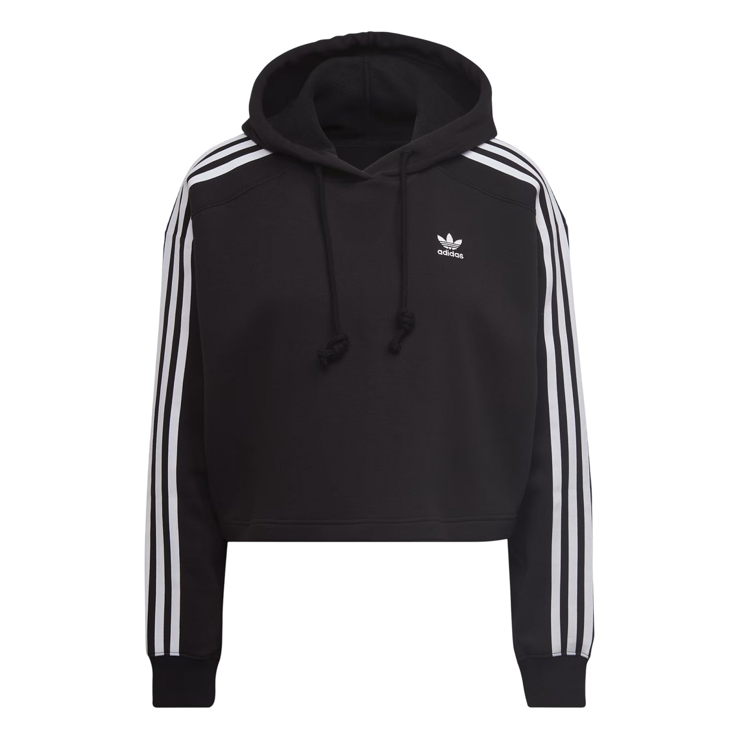 Black - Front - Adidas Womens-Ladies Classics Loose Fit Crop Hoodie