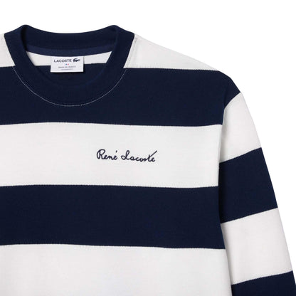 Cream-Dark Blue - Lifestyle - Lacoste Womens-Ladies French Made Oversized Sweatshirt
