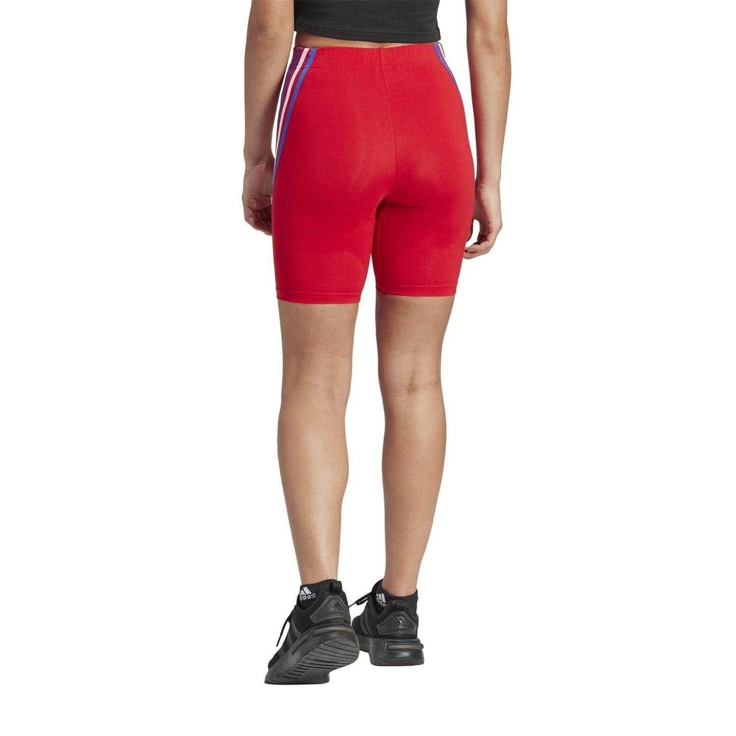 Red - Back - Adidas Womens-Ladies 3 Stripes Cycling Shorts