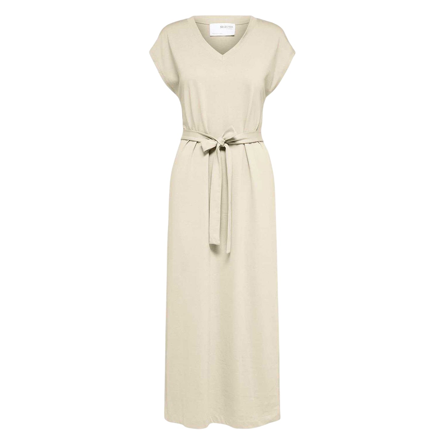 Birch - Front - Selected Femme Womens-Ladies Belted V Neck Dress