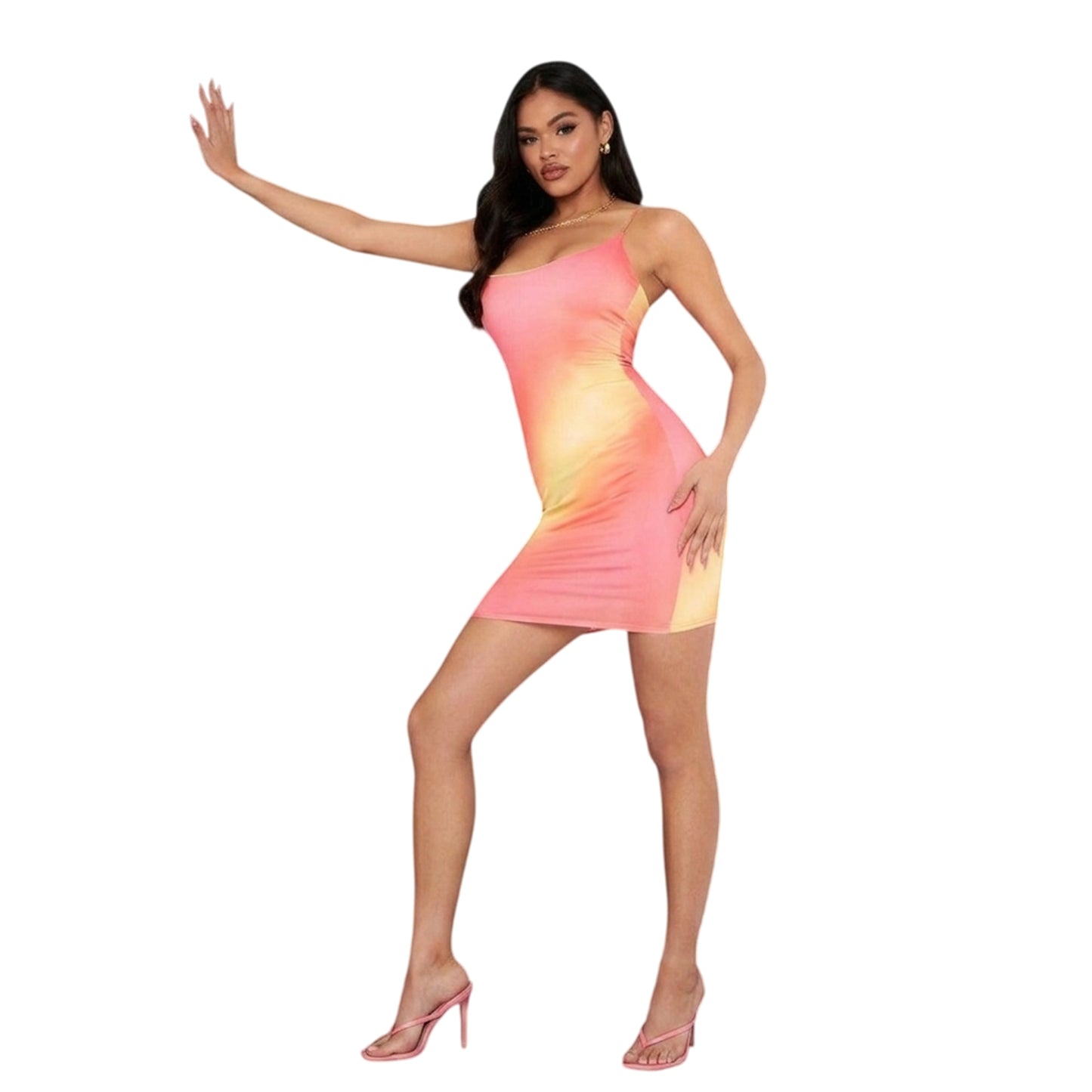 Ombre - Side - Missy Empire Womens-Ladies Ombre Stretch Fitted Spaghetti Strap Mini Dress