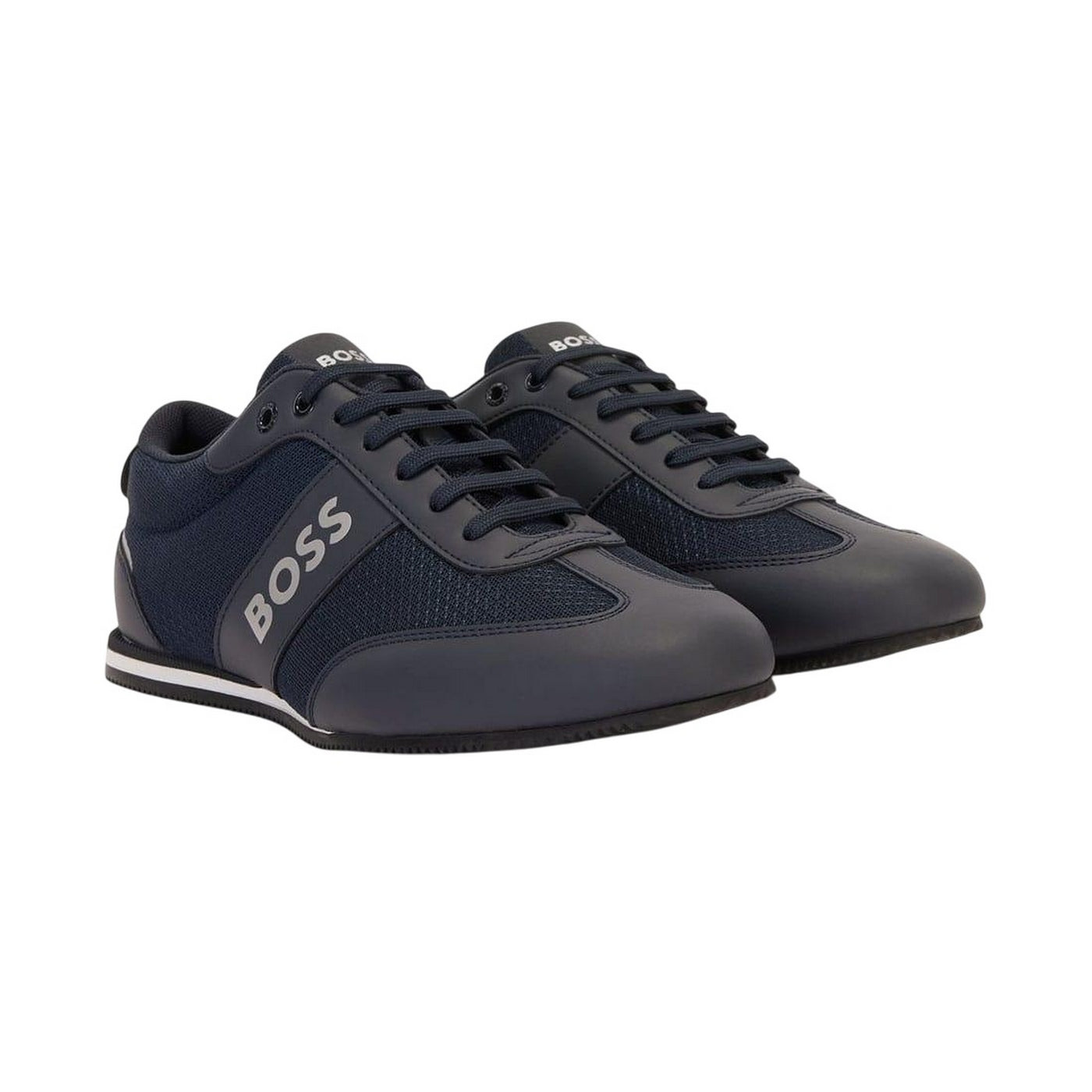 Navy - Front - Boss Mens Rusham Trainers