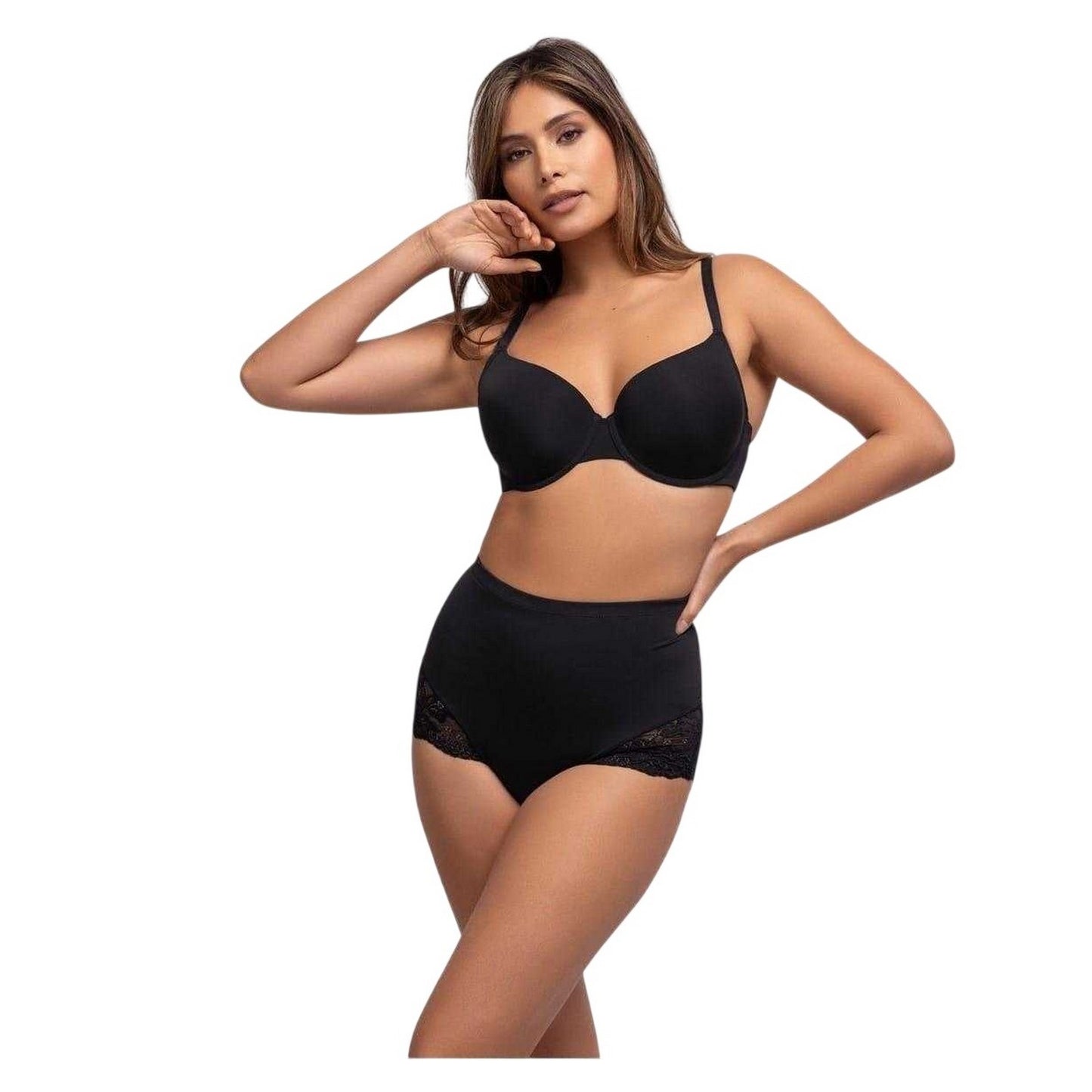 Black - Side - Dorina Womens-Ladies Brigette Mid Rise Shaping Briefs