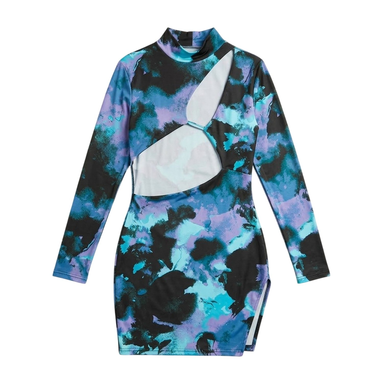 Blue - Front - Missy Empire Womens-Ladies Slinky Cut Out Mini Dress