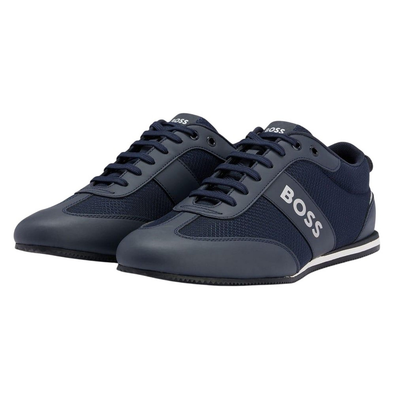 Navy - Back - Boss Mens Rusham Trainers