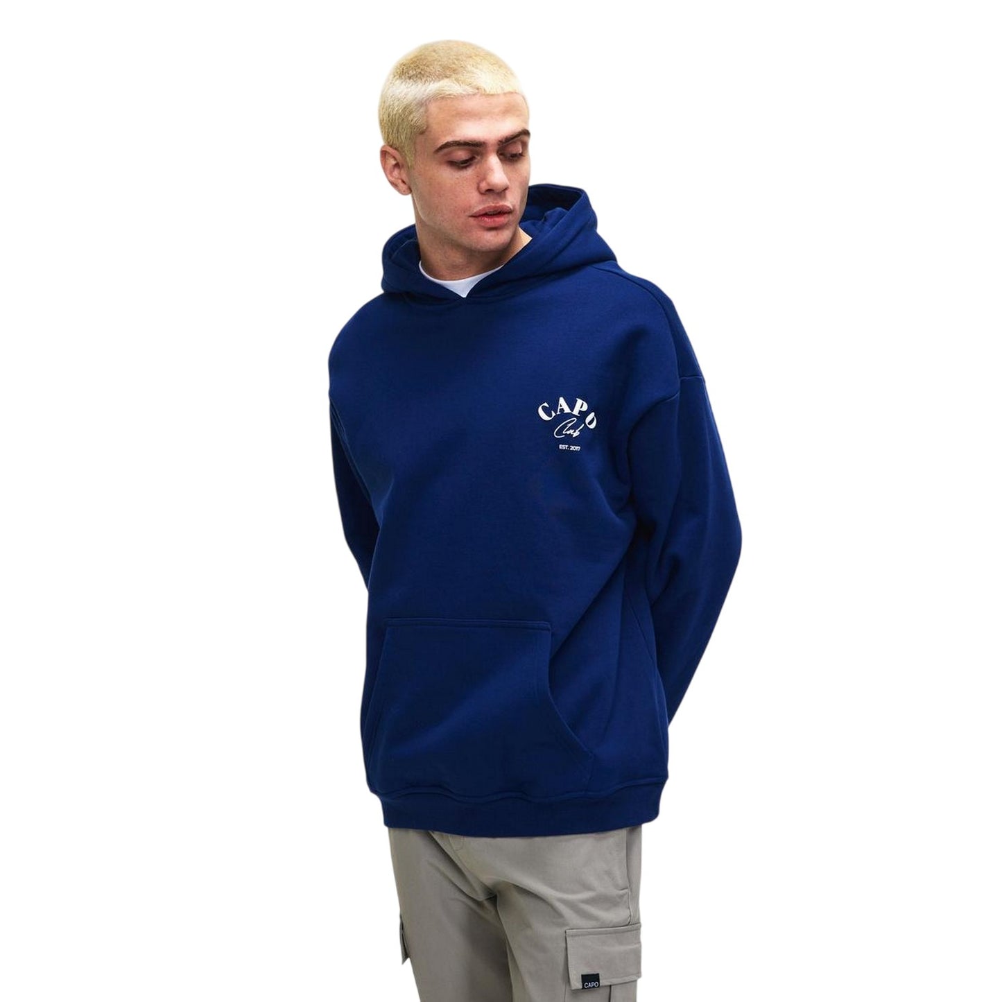 Navy-White - Side - Capo Mens Club Hoodie