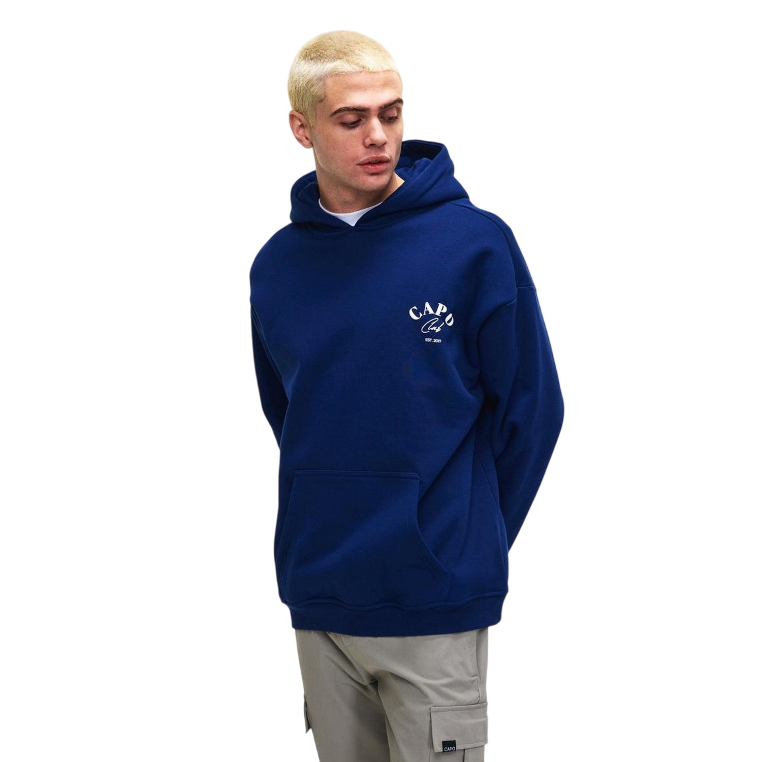 Navy-White - Side - Capo Mens Club Hoodie