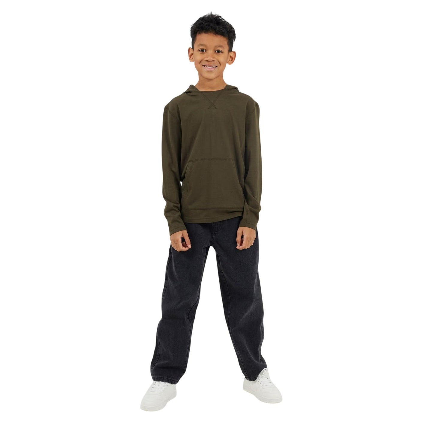Khaki Green - Side - Brave Soul Boys Set-in Hoodie