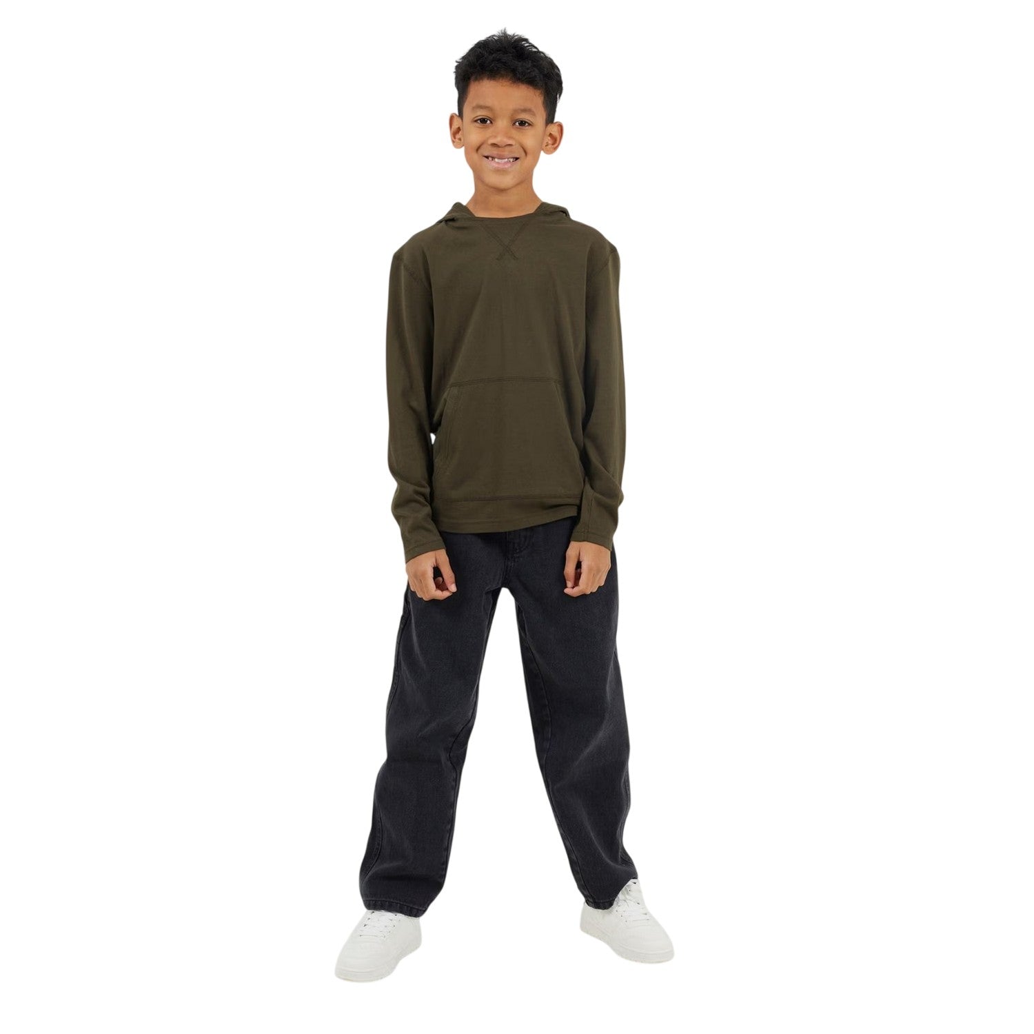 Khaki Green - Side - Brave Soul Boys Set-in Hoodie