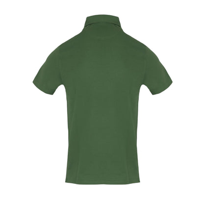 Military Green - Back - Aquascutum Mens Triangle Logo Collared Polo Shirt