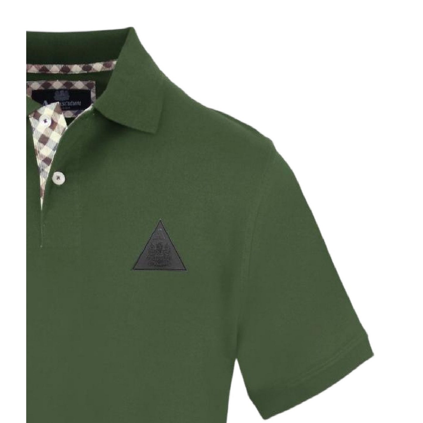 Military Green - Side - Aquascutum Mens Triangle Logo Collared Polo Shirt