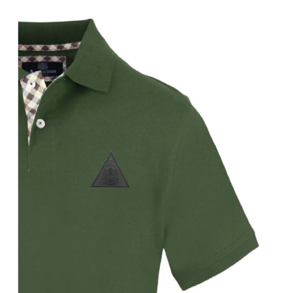 Military Green - Side - Aquascutum Mens Triangle Logo Collared Polo Shirt