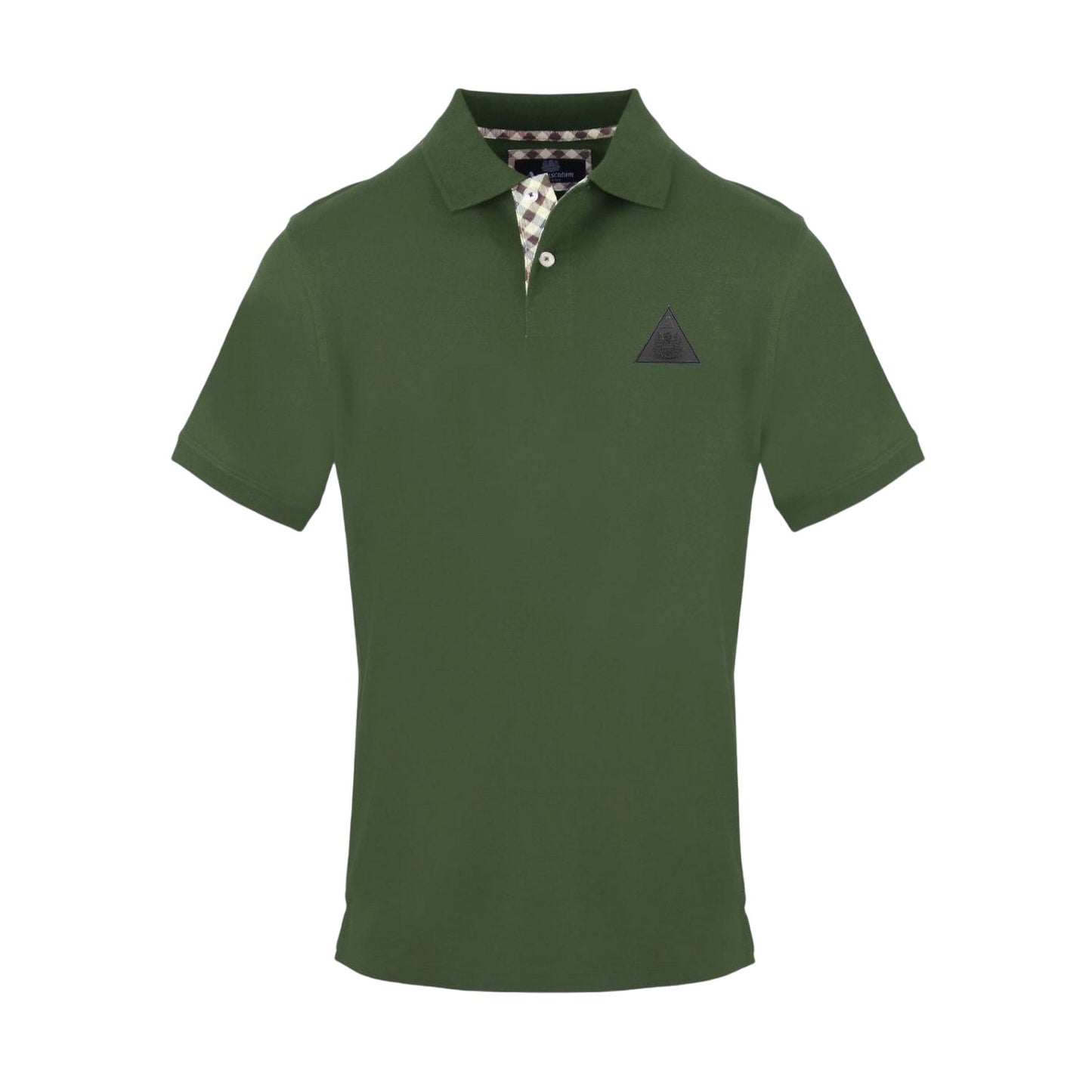 Military Green - Front - Aquascutum Mens Triangle Logo Collared Polo Shirt