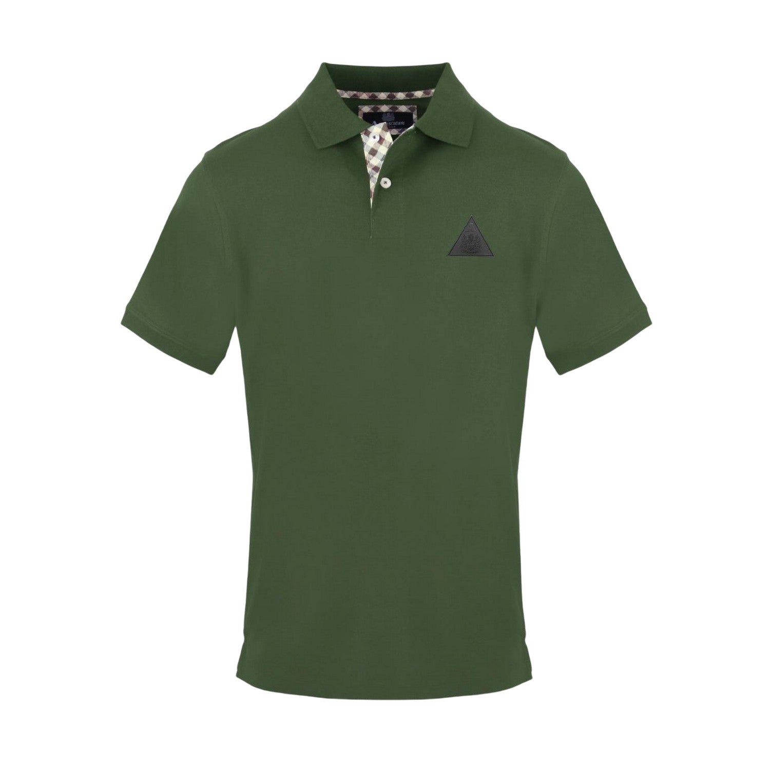 Military Green - Front - Aquascutum Mens Triangle Logo Collared Polo Shirt