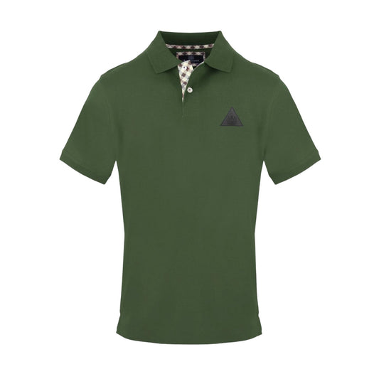 Military Green - Front - Aquascutum Mens Triangle Logo Collared Polo Shirt
