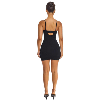 Black - Back - Mars Womens-Ladies Sculpted Sweetheart Sleeveless Mini Dress