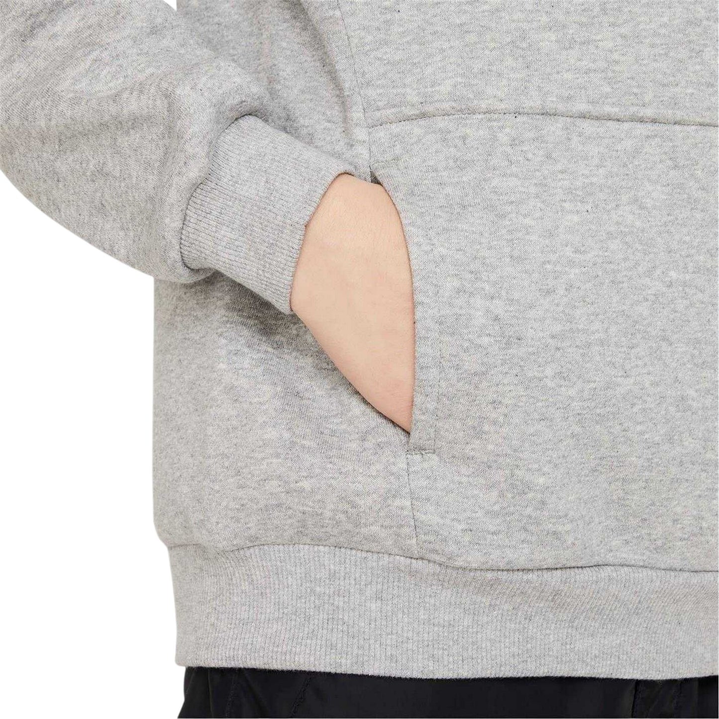 Grey - Side - Nike Boys Club Long-Sleeved Pullover Hoodie