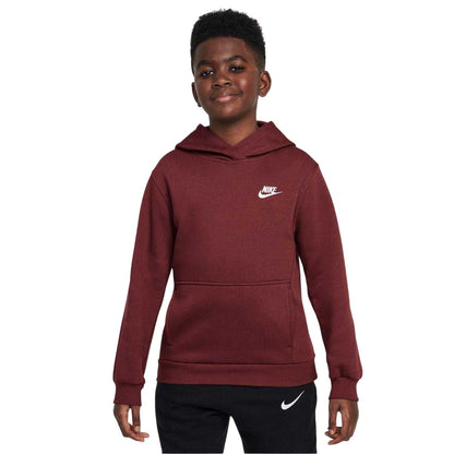 Team Red - Front - Nike Boys Club Long-Sleeved Pullover Hoodie