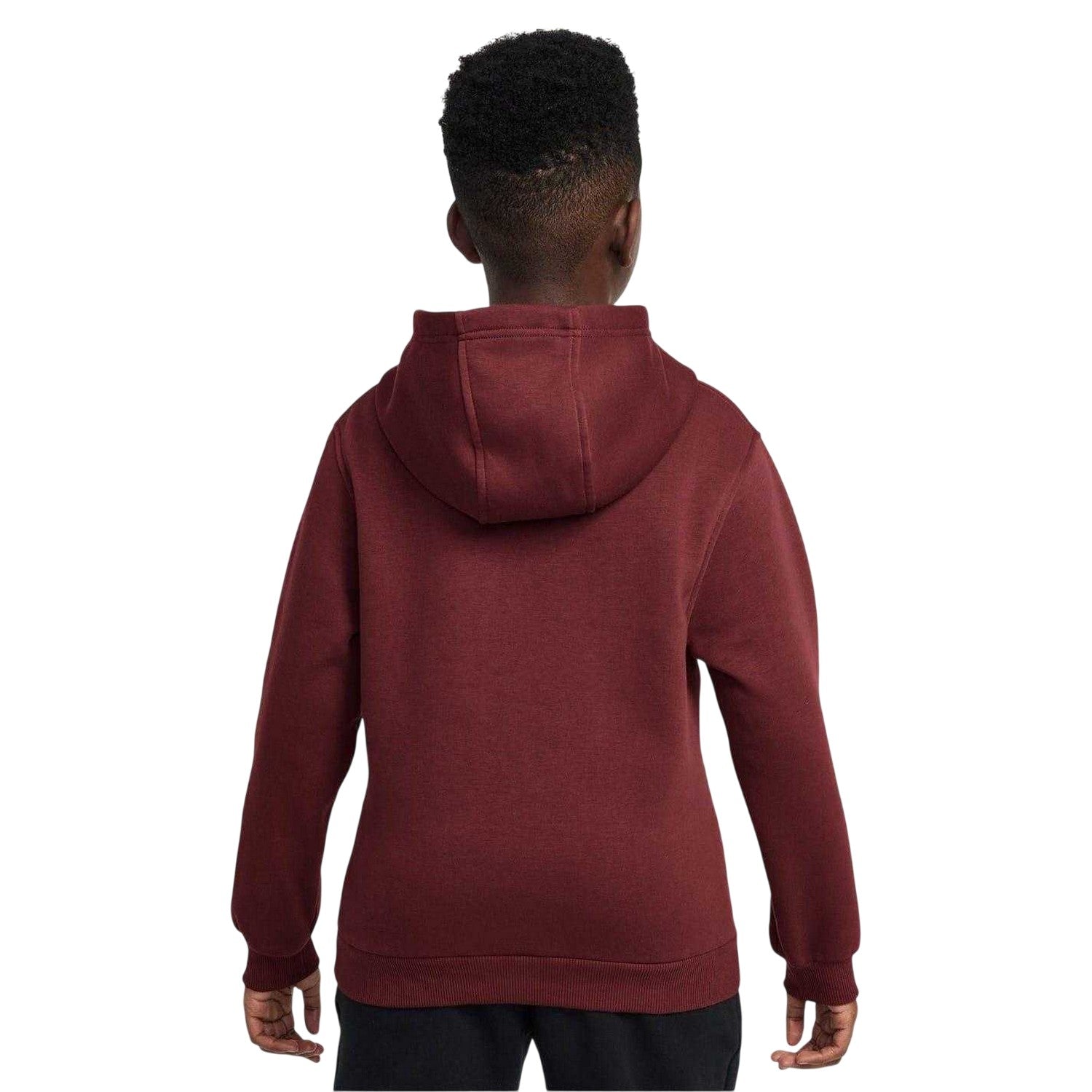 Team Red - Back - Nike Boys Club Long-Sleeved Pullover Hoodie
