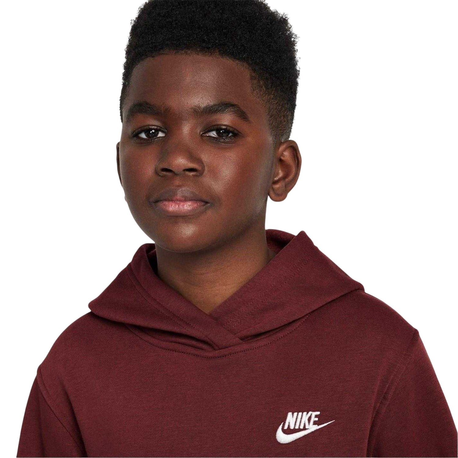 Team Red - Side - Nike Boys Club Long-Sleeved Pullover Hoodie