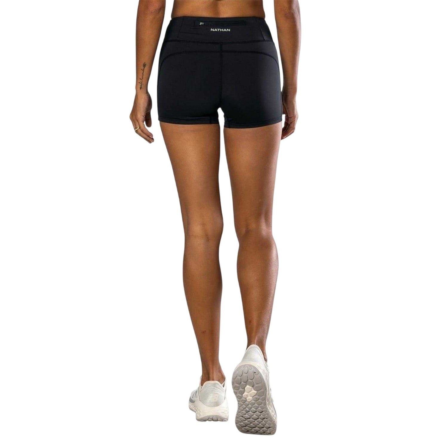 Black - Back - Nathan Womens-Ladies Slim Cycling Shorts