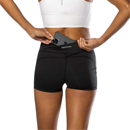 Black - Side - Nathan Womens-Ladies Slim Cycling Shorts