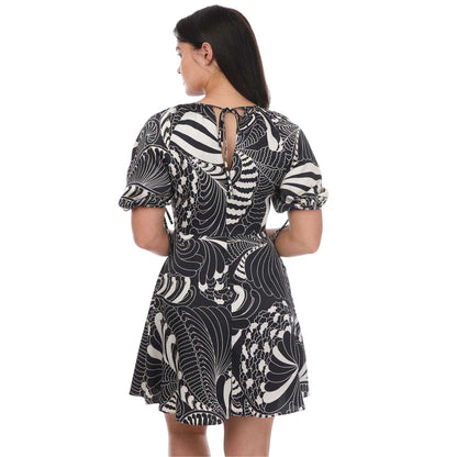 Black - Back - Ted Baker Womens-Ladies Faridda Printed Puff Sleeve Mini Dress