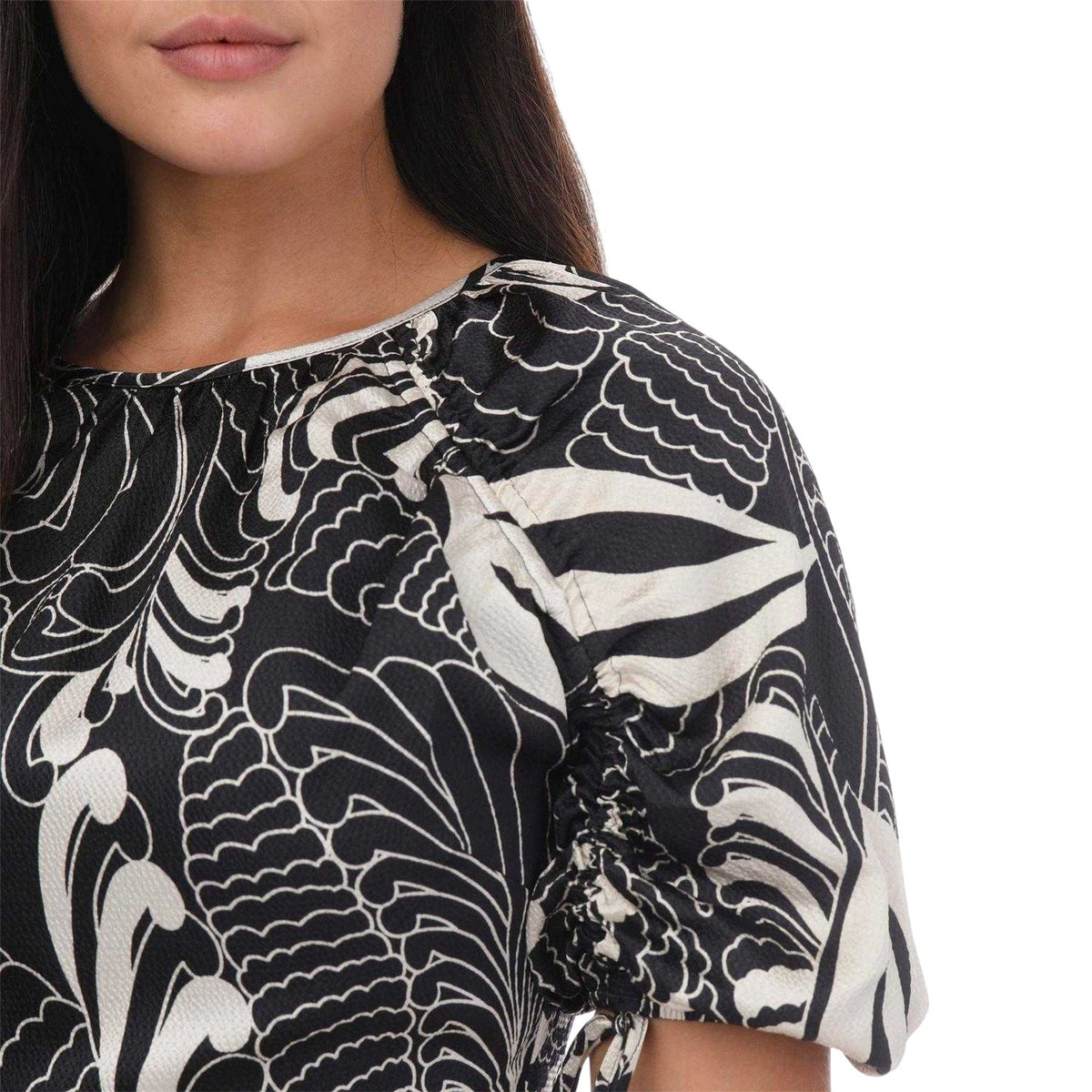 Black - Side - Ted Baker Womens-Ladies Faridda Printed Puff Sleeve Mini Dress