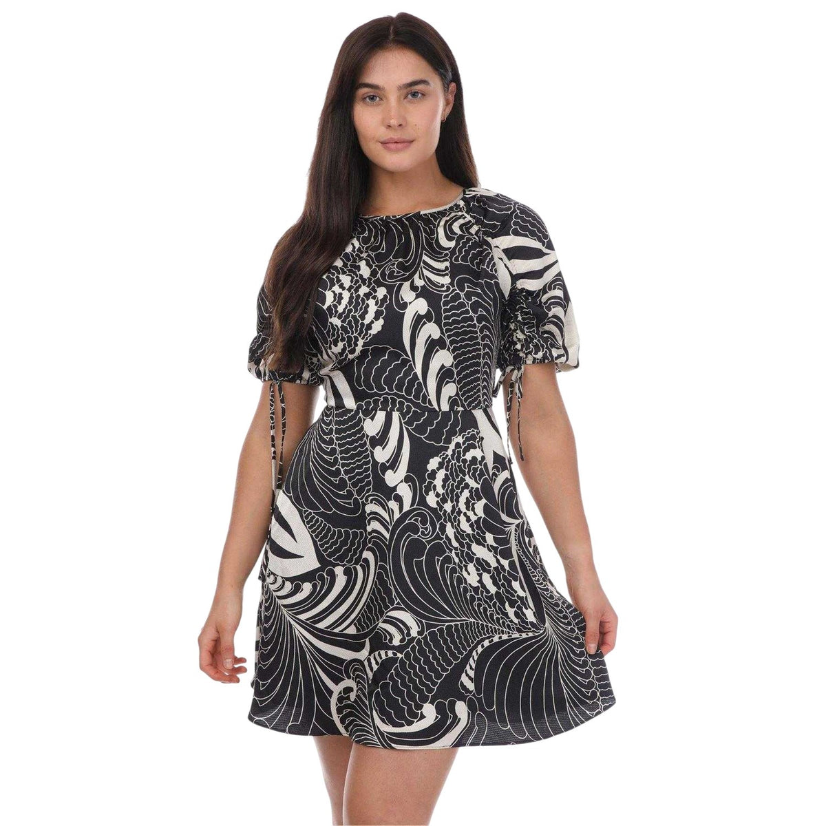 Black - Front - Ted Baker Womens-Ladies Faridda Printed Puff Sleeve Mini Dress