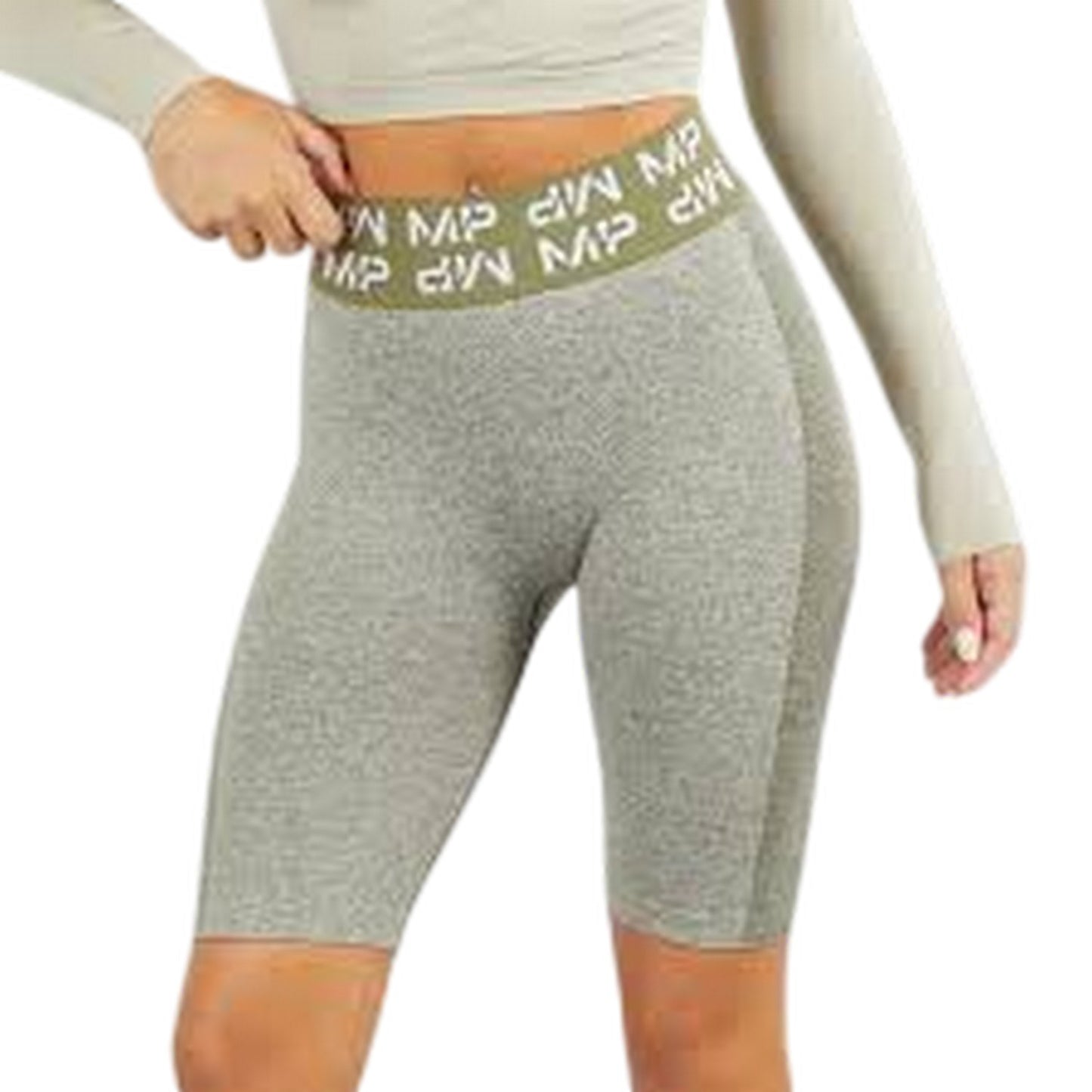 Grey Marl - Side - MyProtein Womens-Ladies Curve Heathered Cycling Shorts