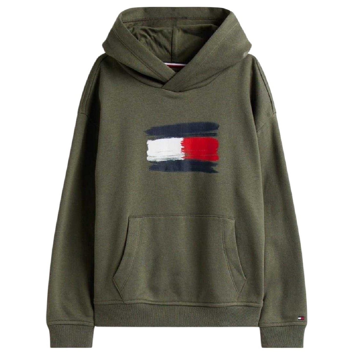 Pewter - Front - Tommy Hilfiger Childrens-Kids Flag Logo Drawstring Hoodie