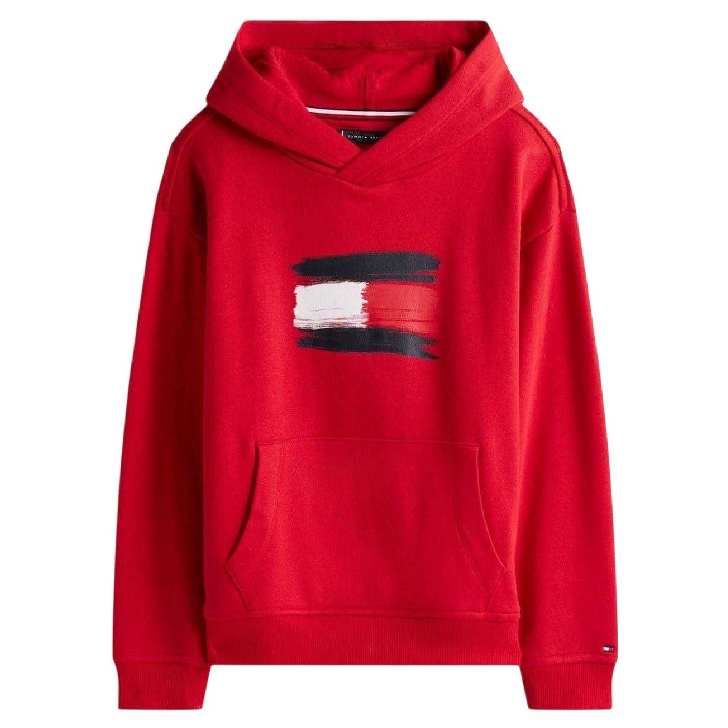 Red X - Front - Tommy Hilfiger Childrens-Kids Flag Logo Drawstring Hoodie