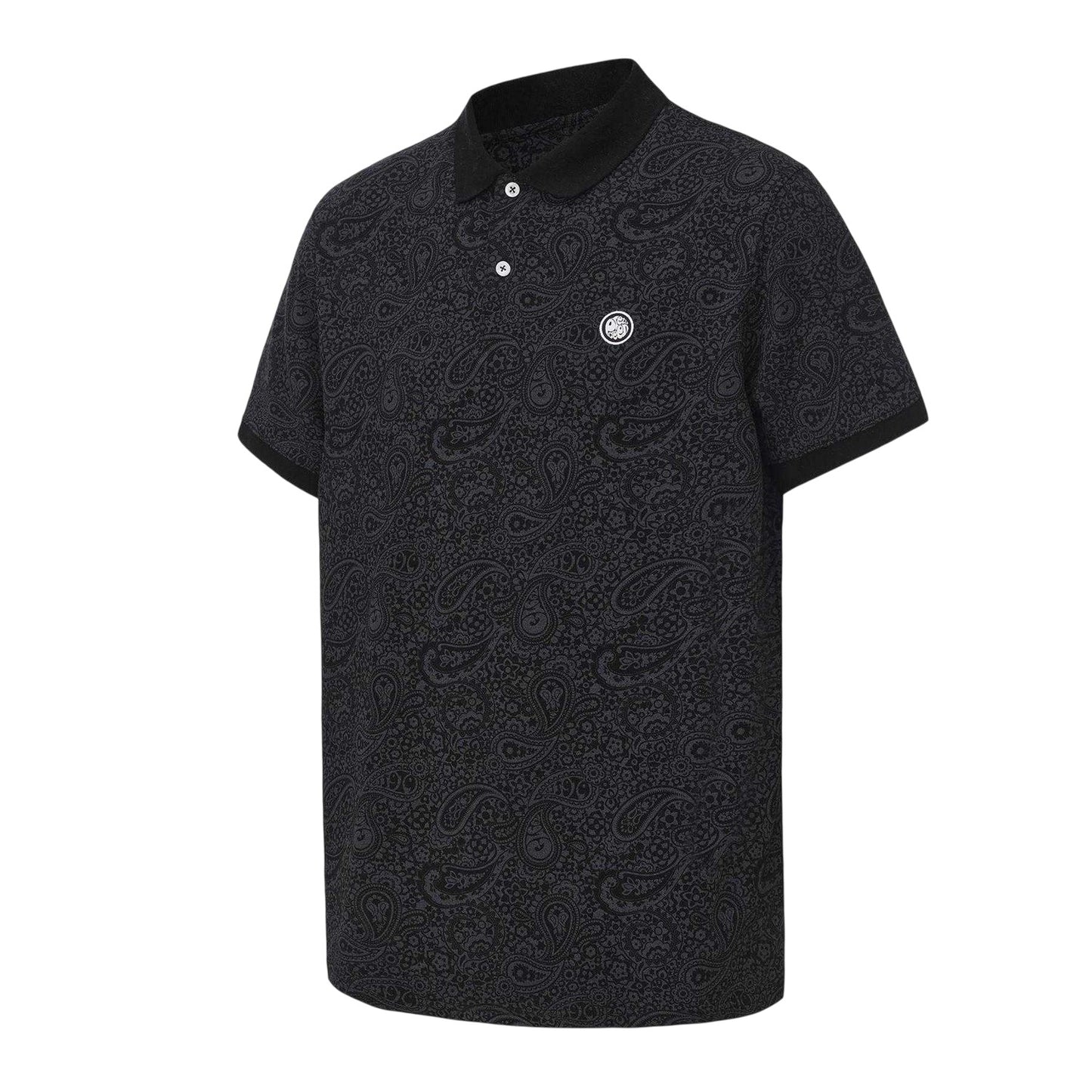 Black - Side - Pretty Green Mens Paisley Polo Shirt