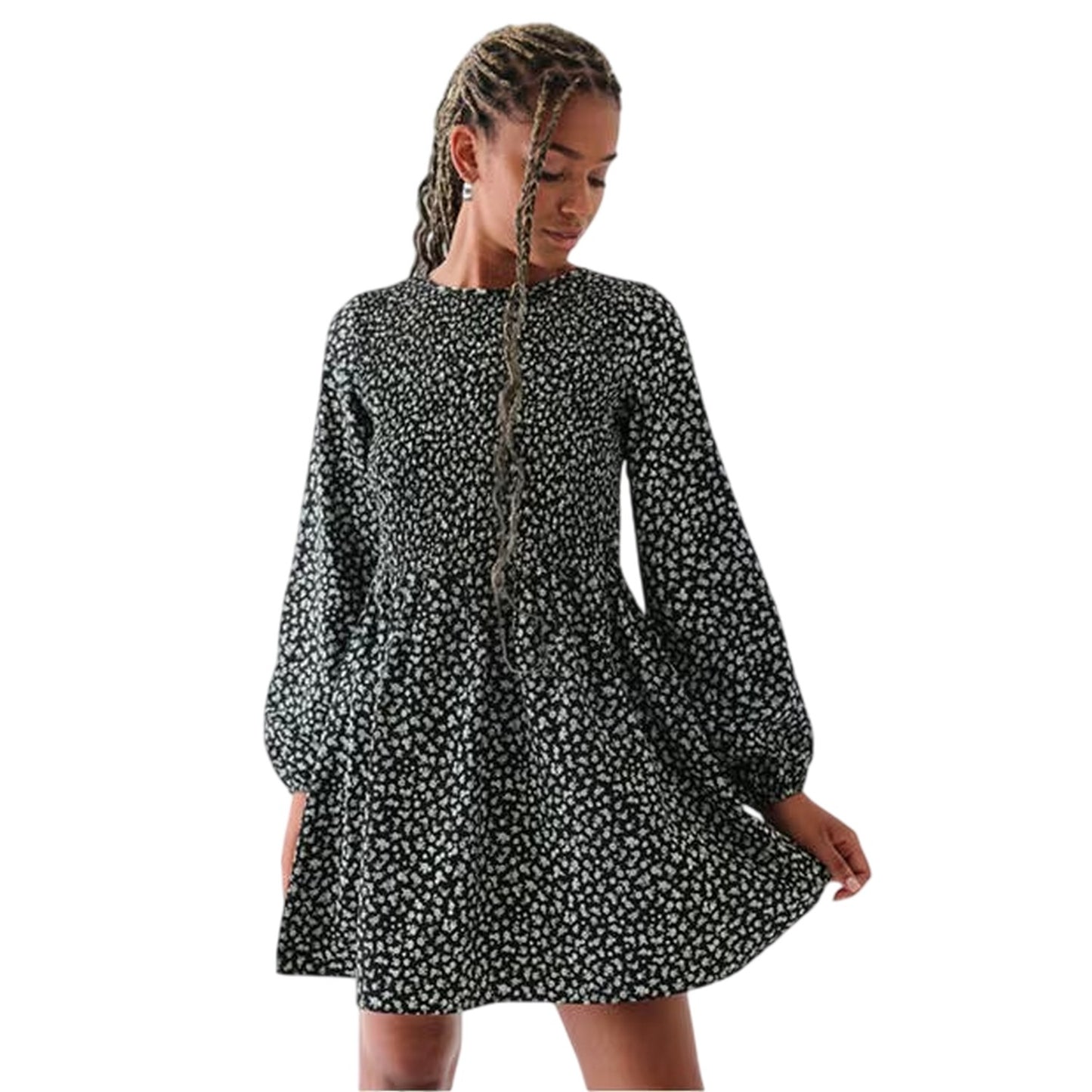 Black - Front - Daisy Street Womens-Ladies Floral Mini Smock Dress