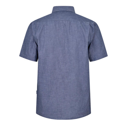 Dark Indigo - Back - Peter Werth Mens Leo Collared Short-Sleeved Shirt