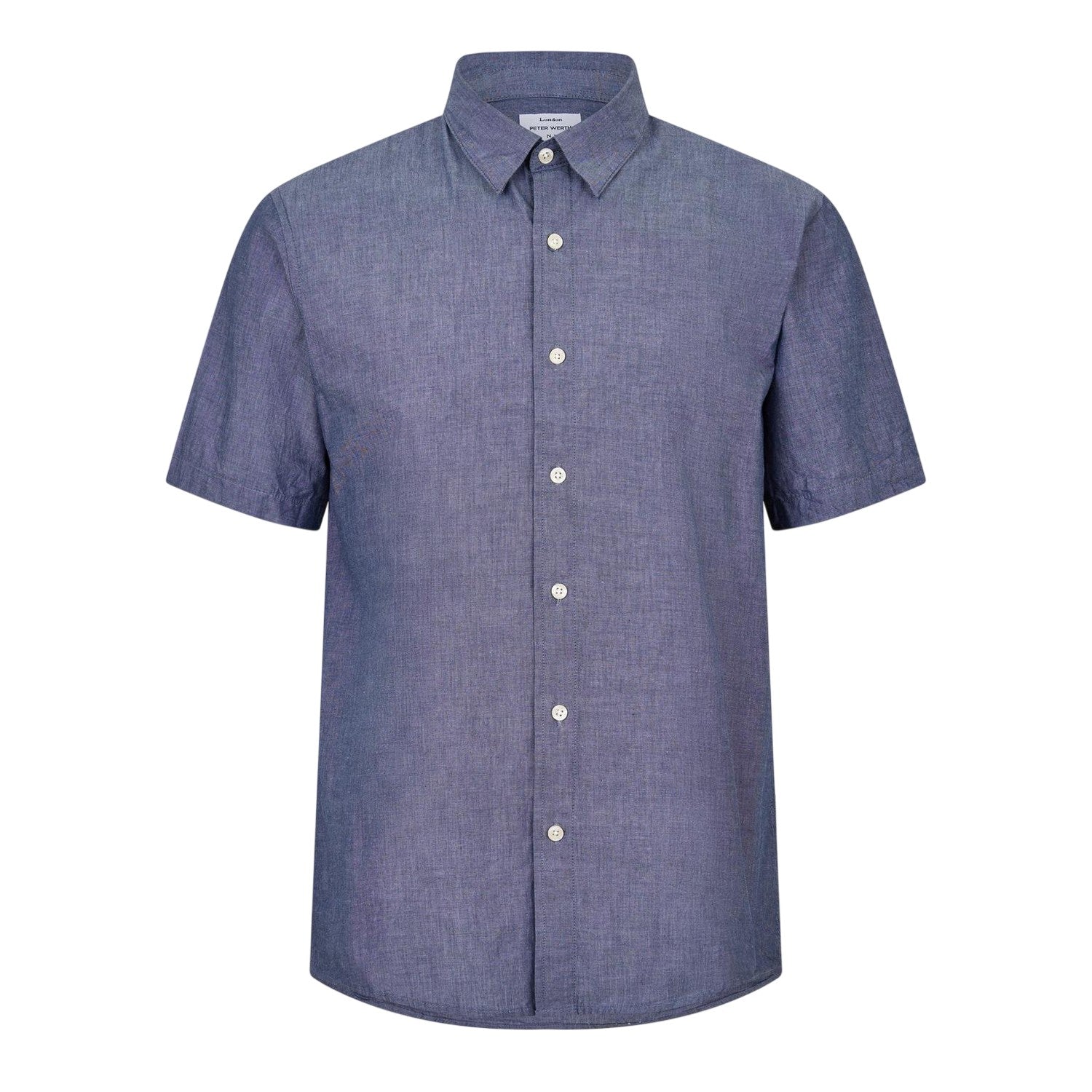Dark Indigo - Front - Peter Werth Mens Leo Collared Short-Sleeved Shirt
