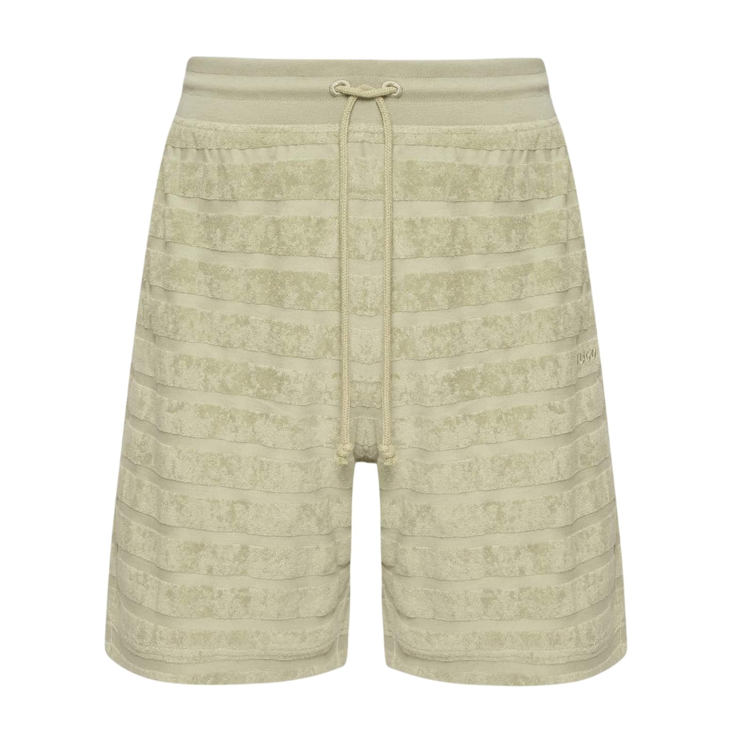 Green - Front - Hugo Mens Dutowel Horizontal Stripe Sweat Shorts