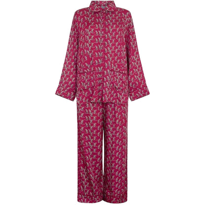 Red - Front - Lily And Lionel Womens-Ladies Evie Leopard Collared Long Pyjama Set