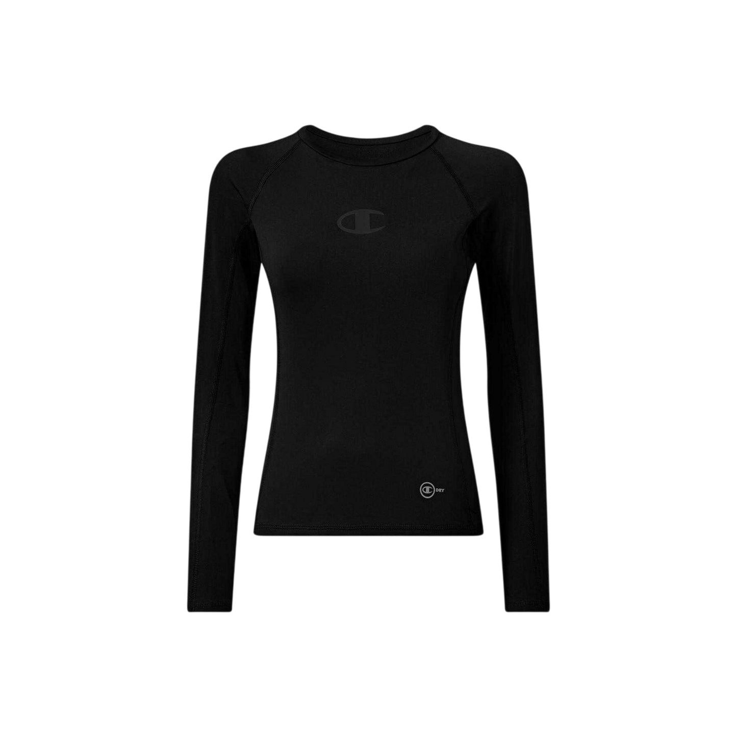 Black - Front - Champion Womens-Ladies Raglan Long-Sleeved Rash Guard