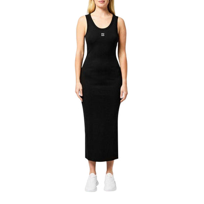Black - Lifestyle - Hugo Womens-Ladies Ribbed Scoop Neck Sleeveless Midi Dress