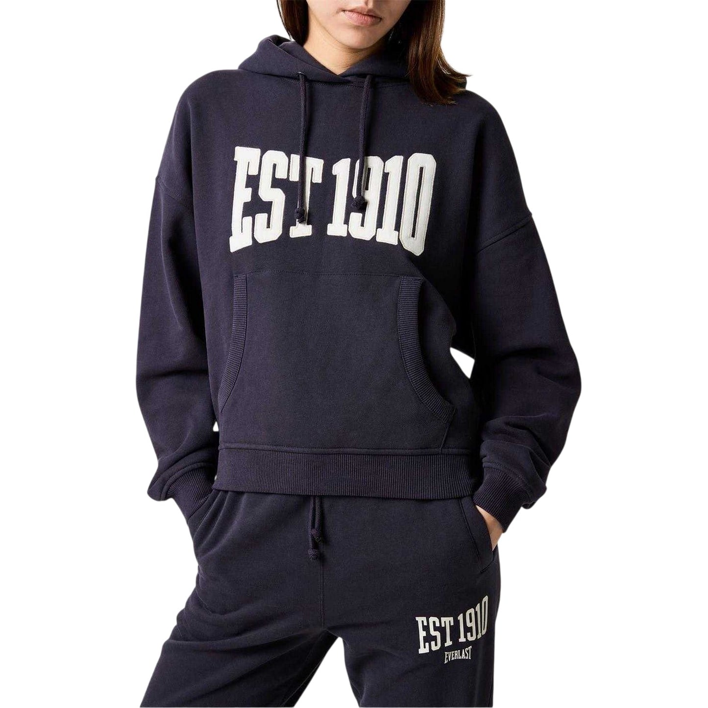 Navy - Side - Everlast Womens-Ladies Est 1910 Logo Hoodie