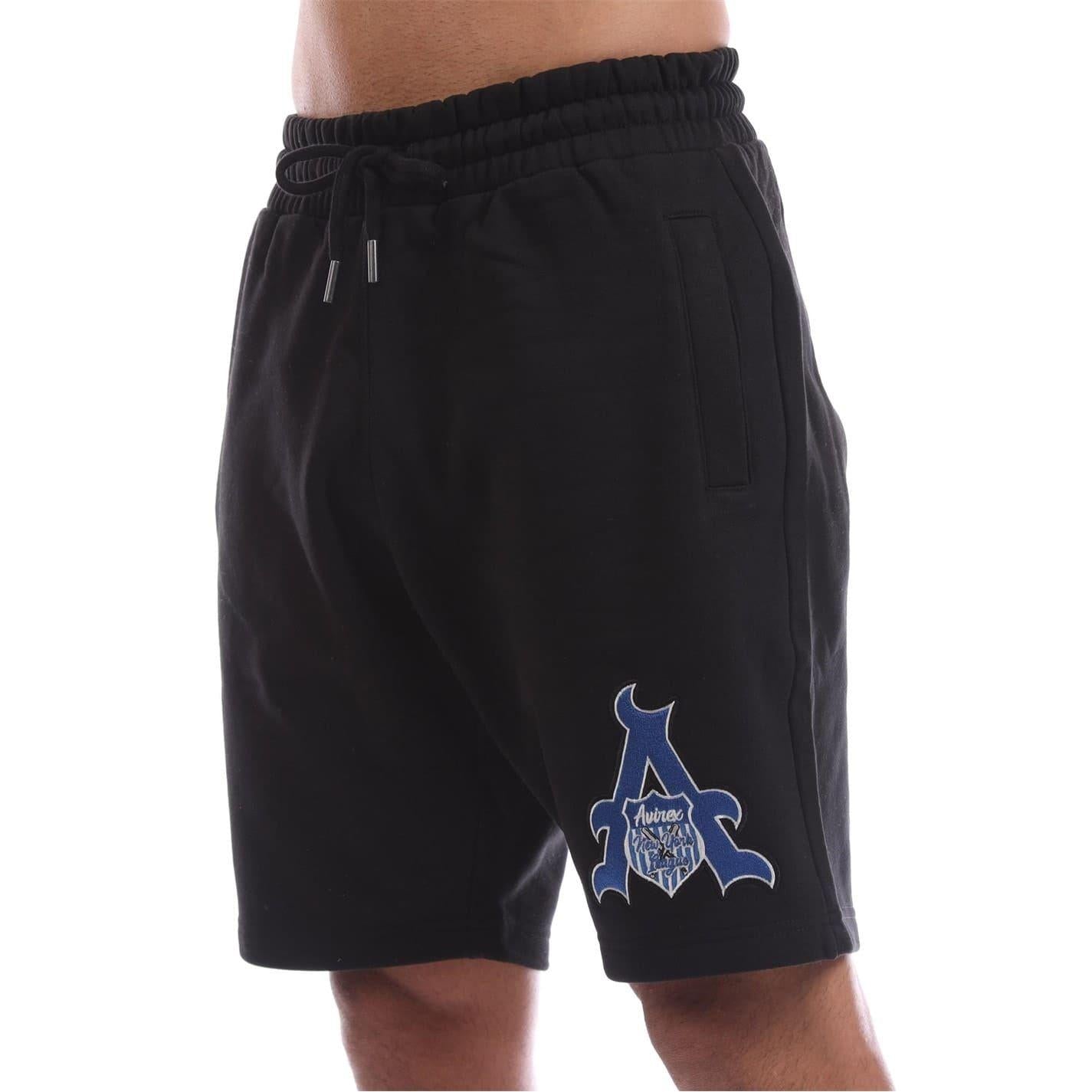 Black - Side - Avirex Mens Juniper Fleece Sweat Shorts