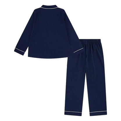 Navy - Back - Ralph Lauren Childrens-Kids Classics Collared Long Pyjama Set