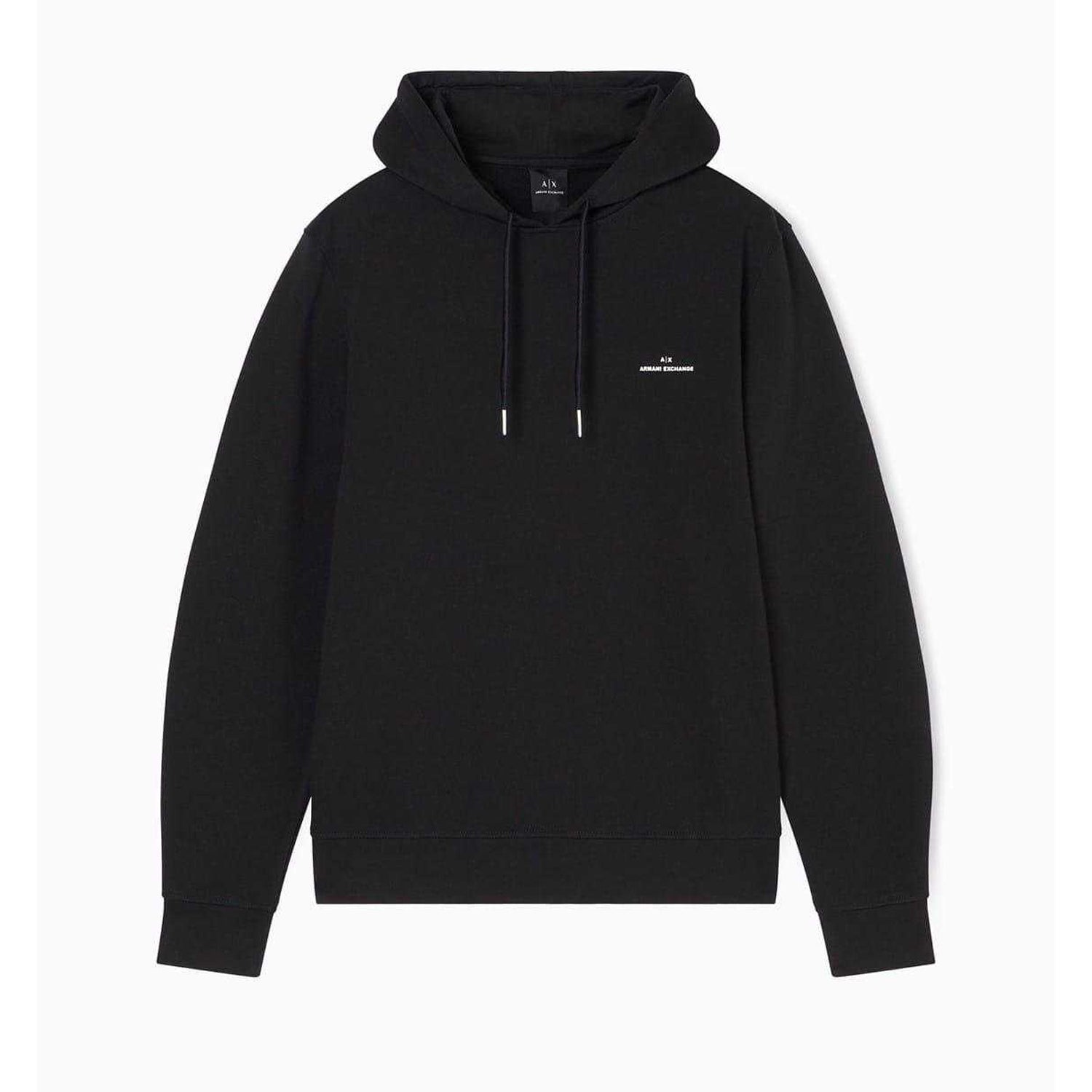 Black - Front - Armani Exchange Mens Tailored Pullover Hoodie