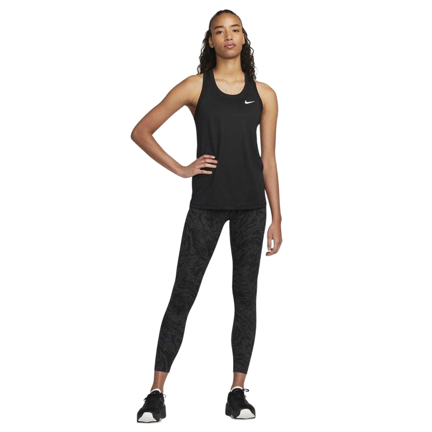 Black - Side - Nike Womens-Ladies Dri-FIT Racerback Tank Top