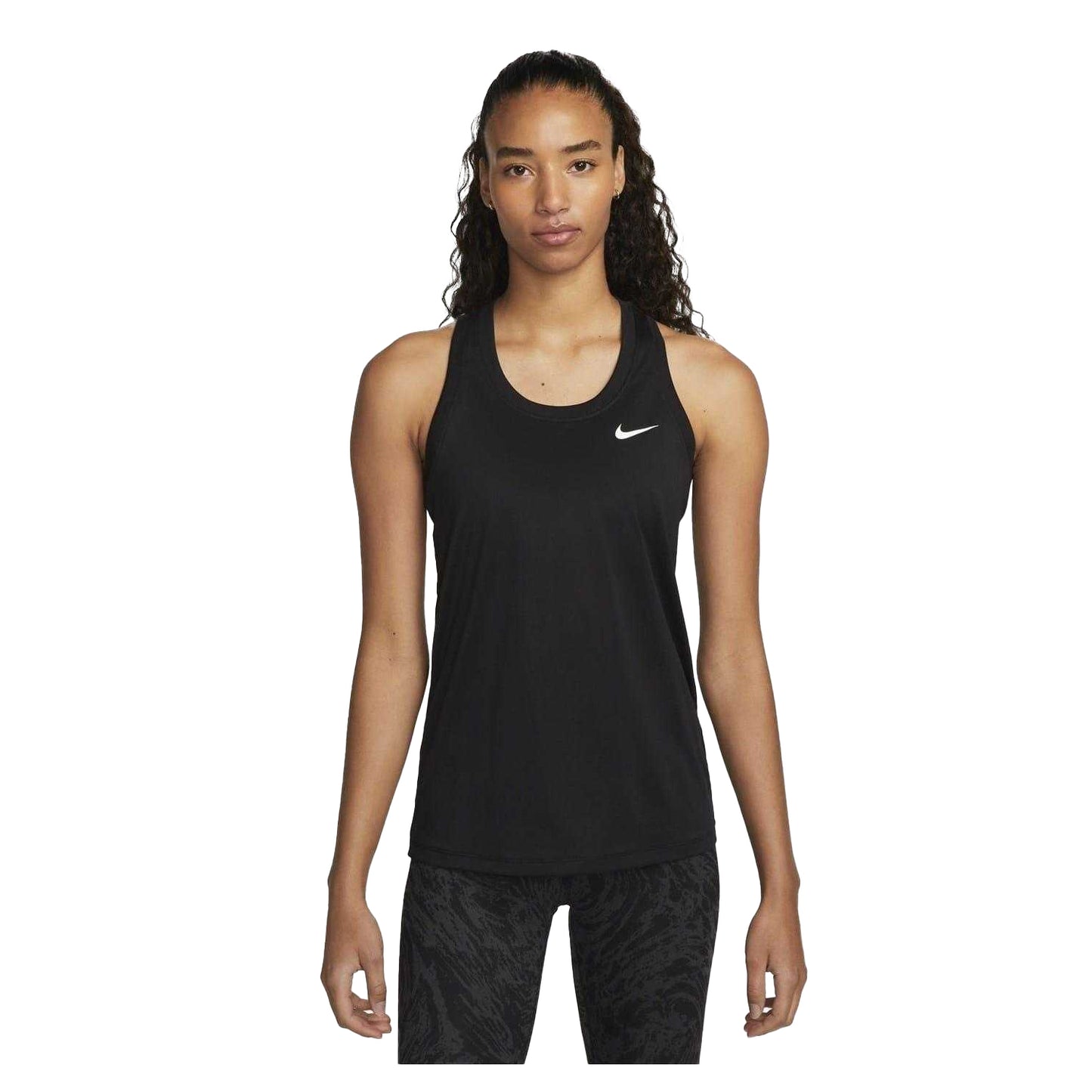 Black - Front - Nike Womens-Ladies Dri-FIT Racerback Tank Top
