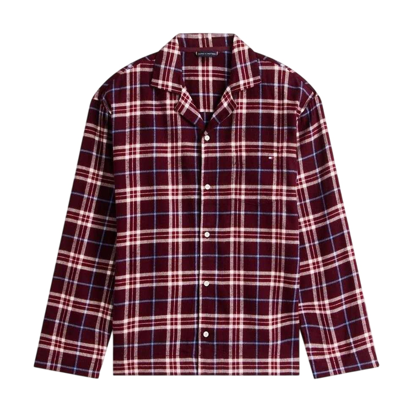Burgundy - Back - Tommy Hilfiger Mens Plaid Long Pyjama Set