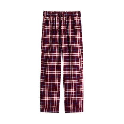 Burgundy - Side - Tommy Hilfiger Mens Plaid Long Pyjama Set